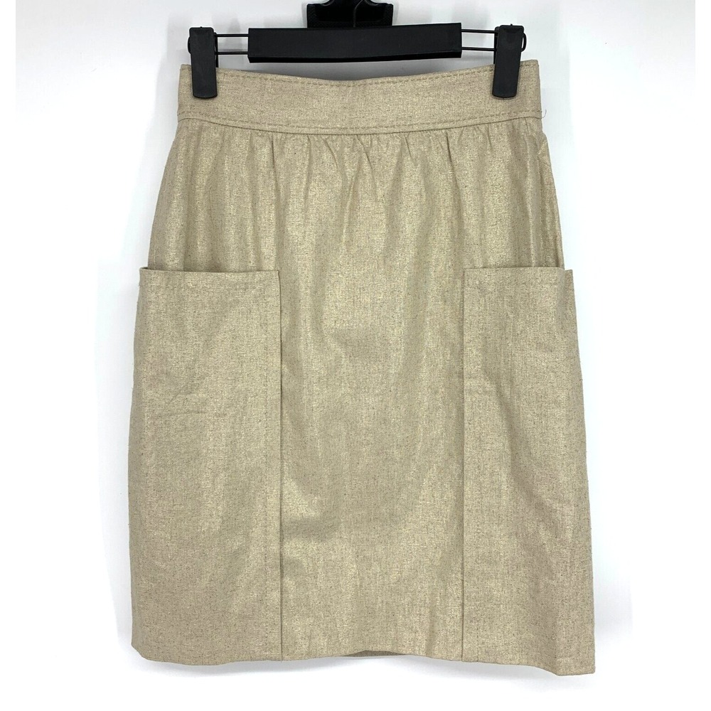 Anthropologie Cartonnier Skirt Casetta Metallic Linen Blend Pocket